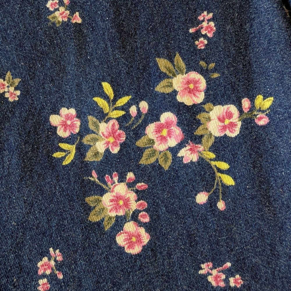 Cottagecore Floral Denim Midi Skirt Handmade Vintage Style Blue Prairie Skirt - Picture 9 of 9